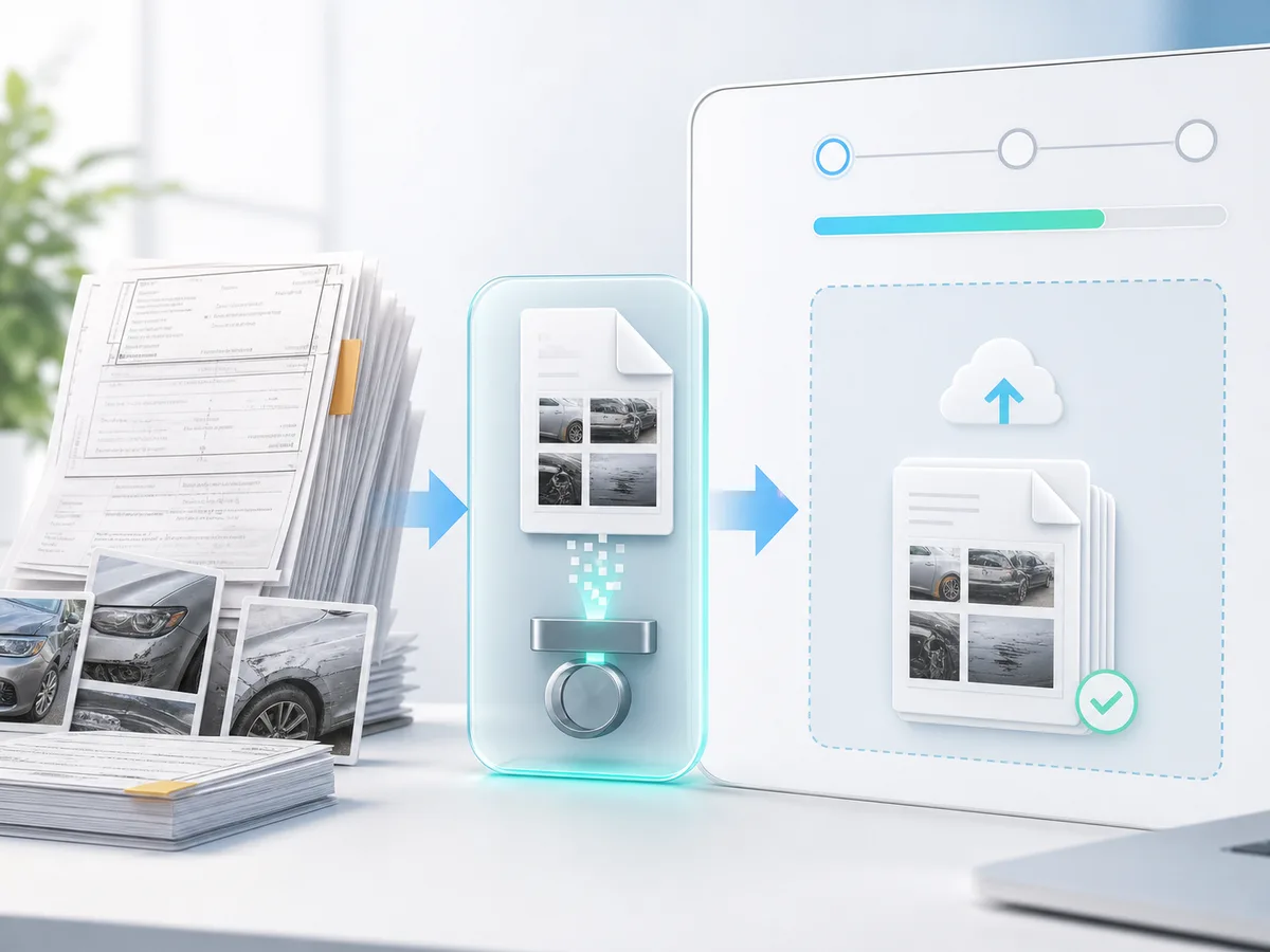 A PDF being reduced before a portal upload